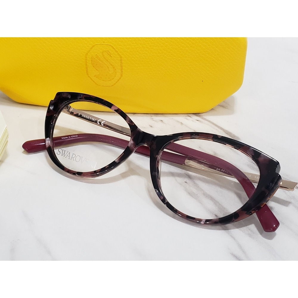 Swarovski Eyeglasses SK 5413 055โ Havana/Purple Crystals Cat Eye Frame 5116 145